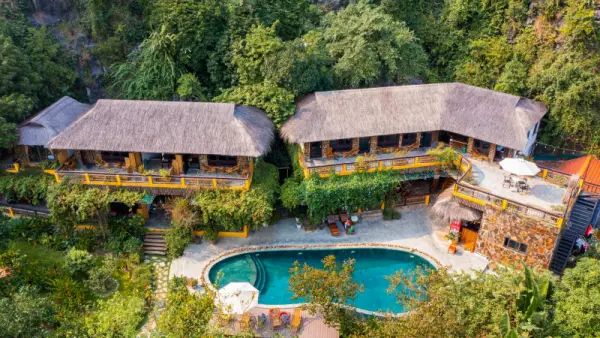 Trang An Ecolodge from above