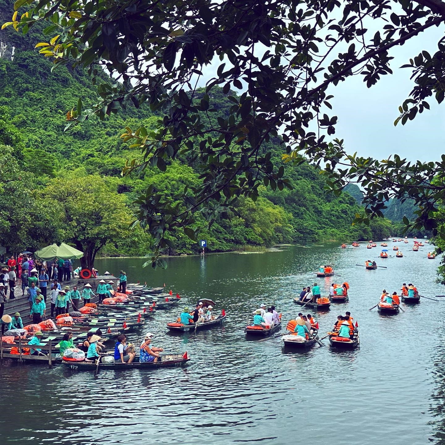 Boat riding in Trang An Grottoes, Ninh Binh