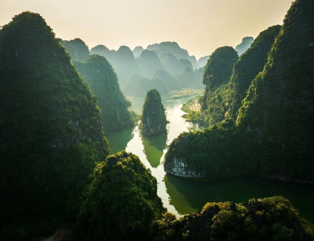 Trang An Grottoes from above