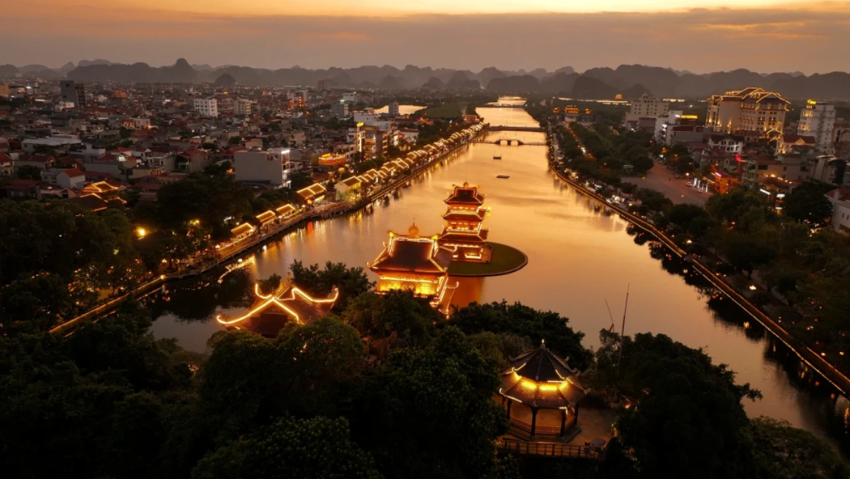 Ninh Binh Walking Street from Above