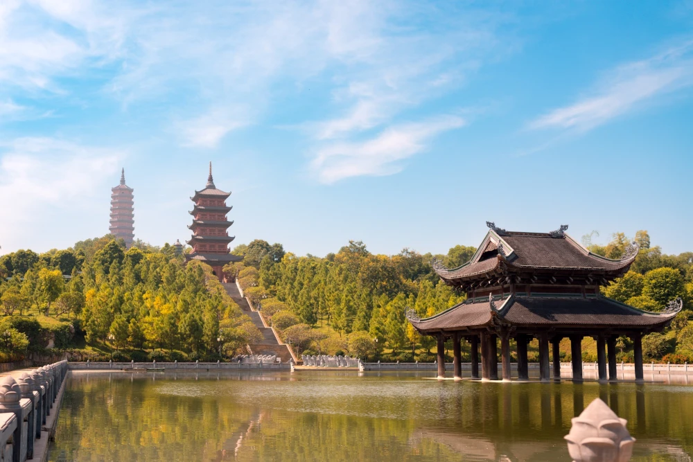 Bai Dinh Pagoda on a sunny day of July