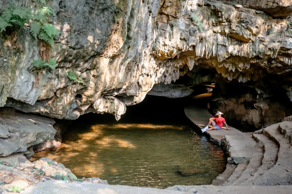 Rock formations inside But Cave in Thung Nham