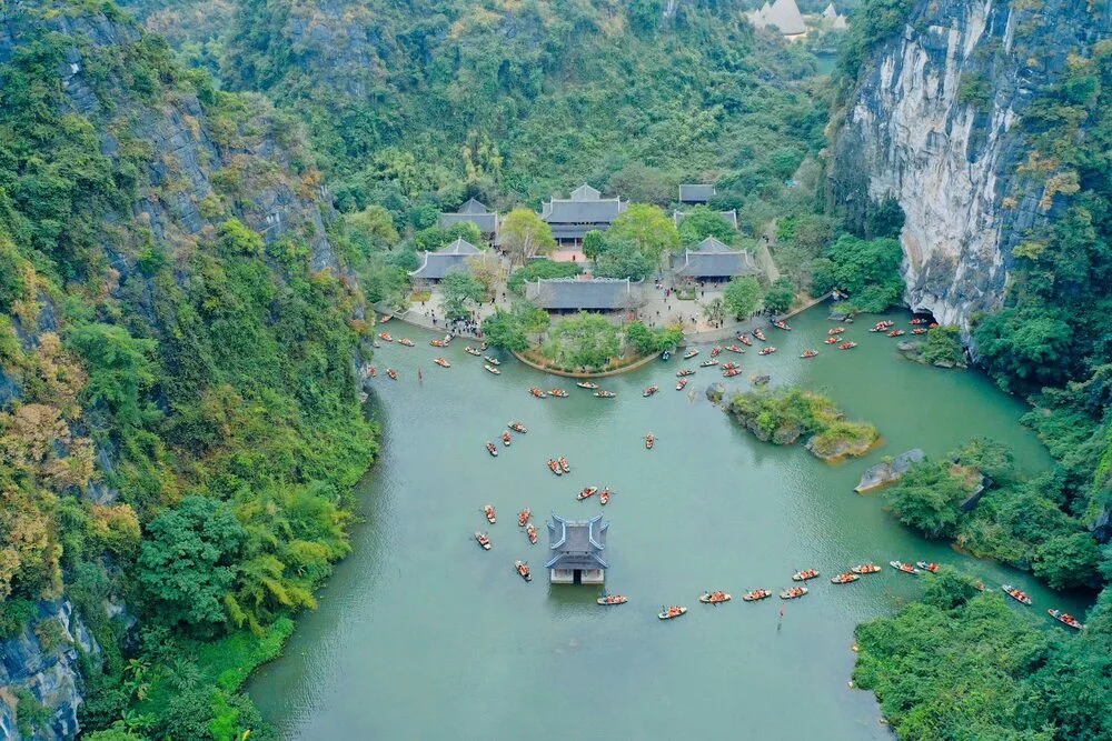Aerial view of Trang An in Ninh Binh