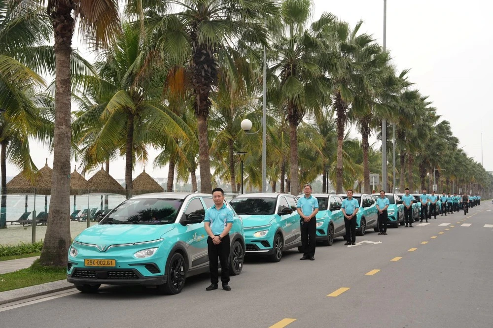 Taxis line up on the street